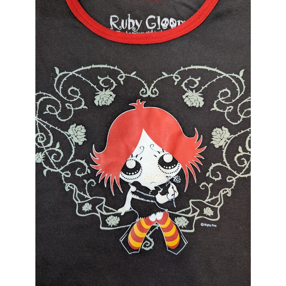 Ruby Gloom Ringer Tee Black & Red - Size Xl Y2k E… - image 3